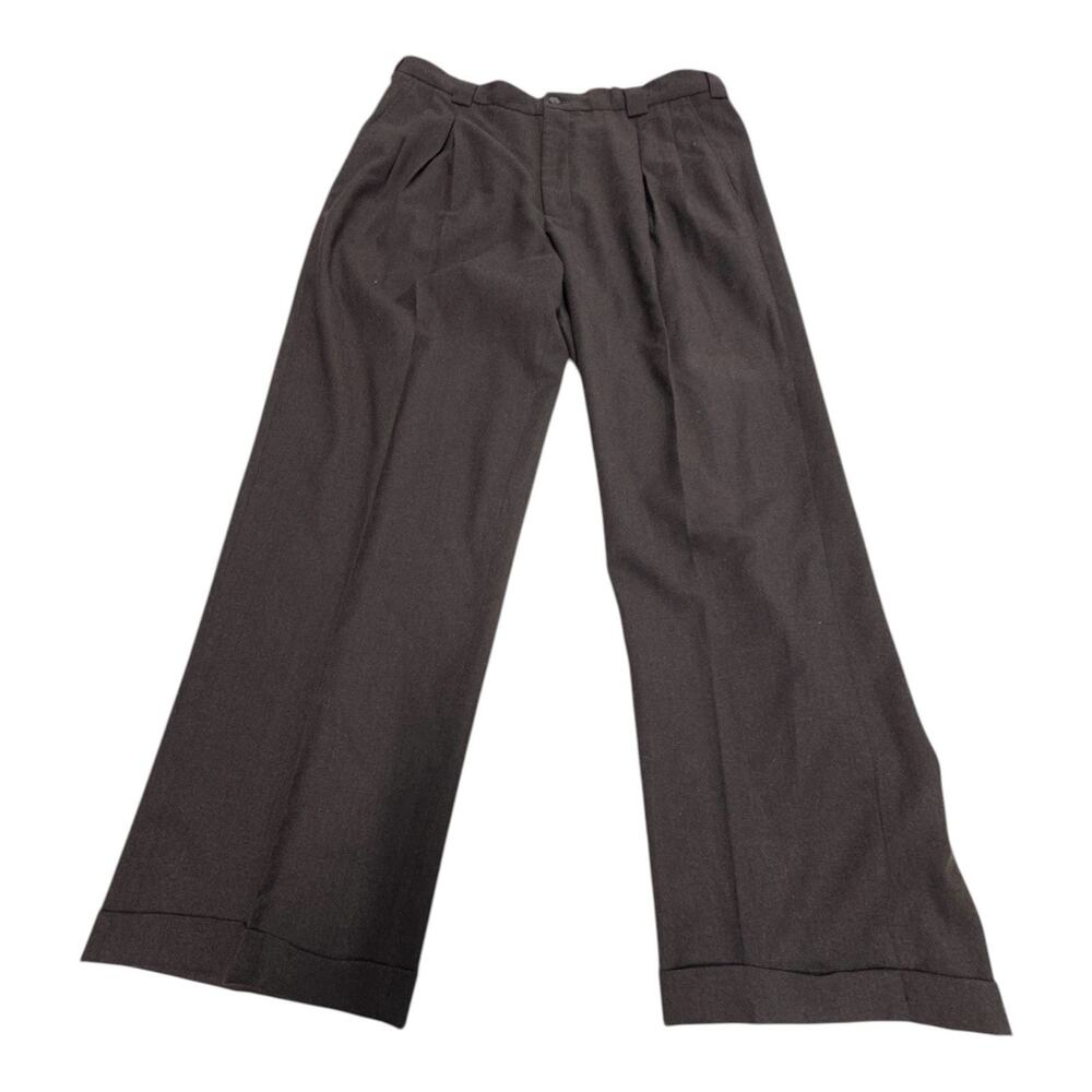 Henry Jacobson Men's 36X28 Dress Pants Brown Wool Pleated Classic Relaxed Preppy
